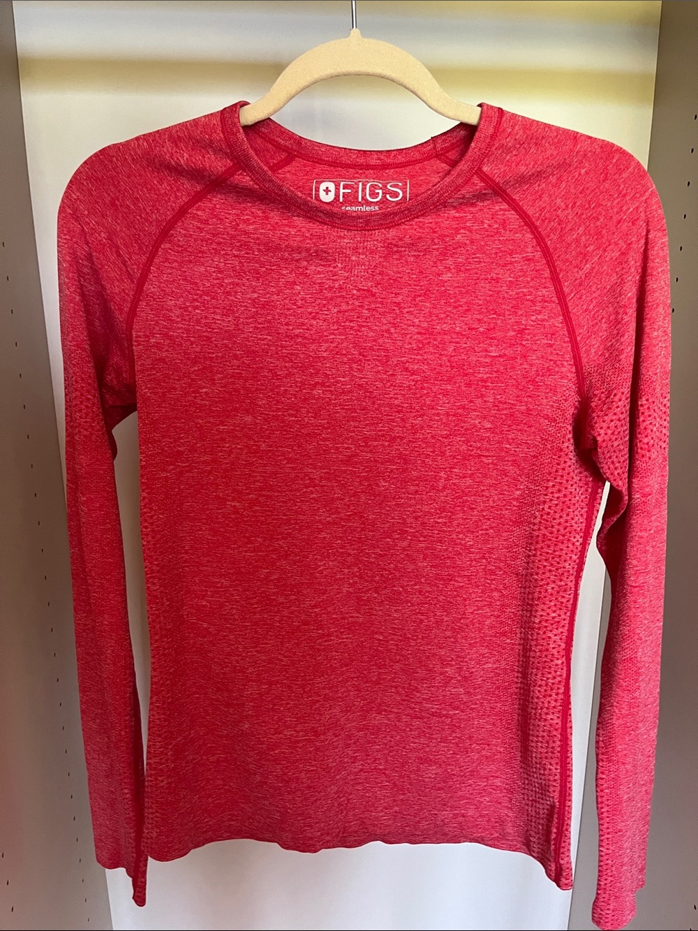 FIGS Red Long Sleeve Performance Top
